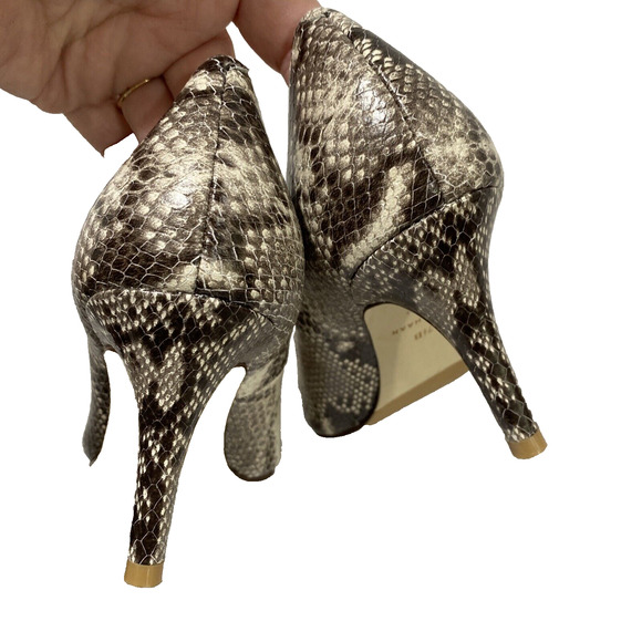 Cole Haan Grand OS Size 7.5M Faux Snakeskin Pumps Cream & Gray Career Shoes - Picture 5 of 12